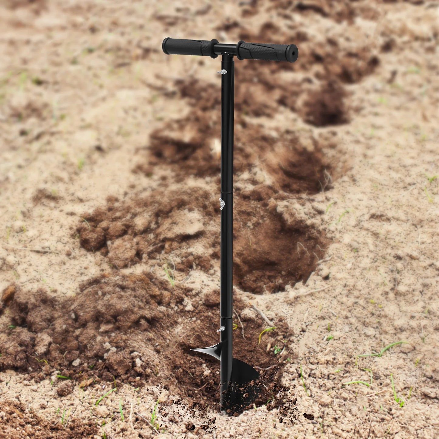 6" Hand Auger Bit Adjustable Height Manual Garden Hole Digging Drill Bit Spiral Flute for Soil Sand Beach - Jimmys Supplies