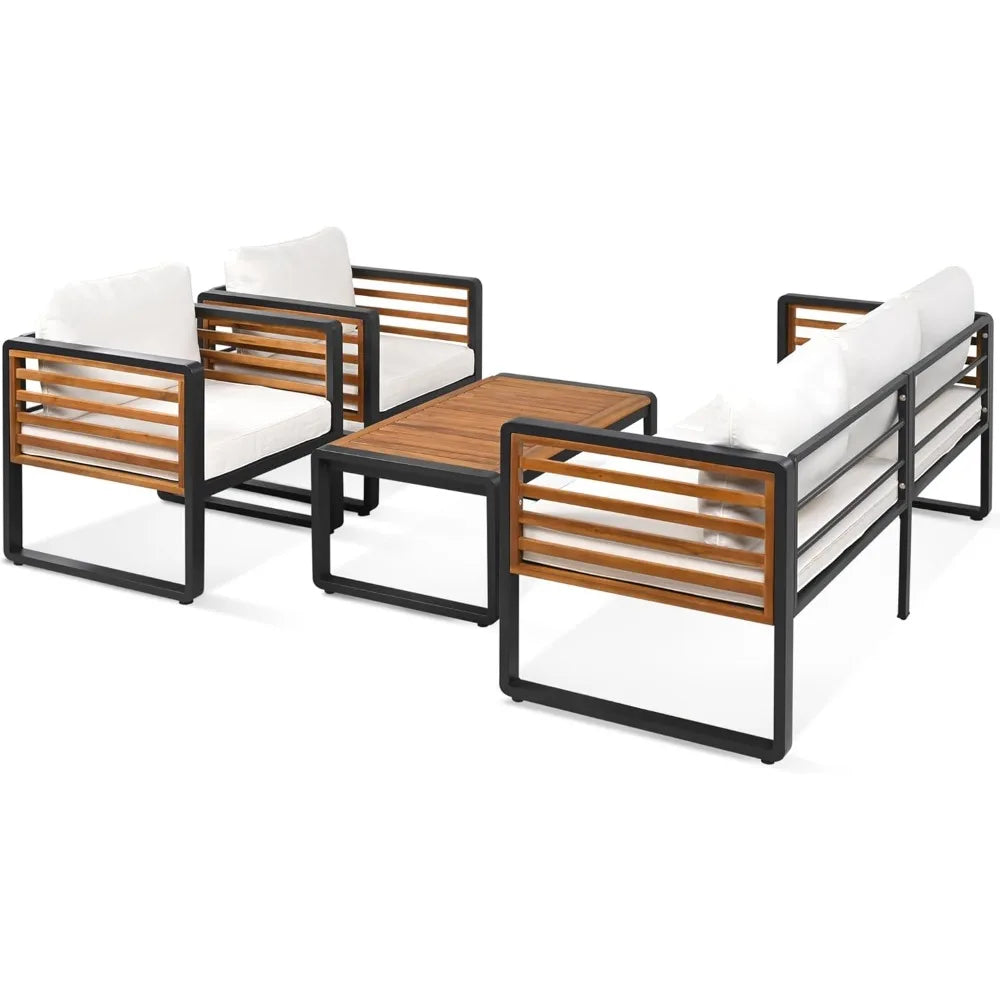 4-Pieces Outdoor Patio Sectional Sofa Set with Table - Jimmys Supplies