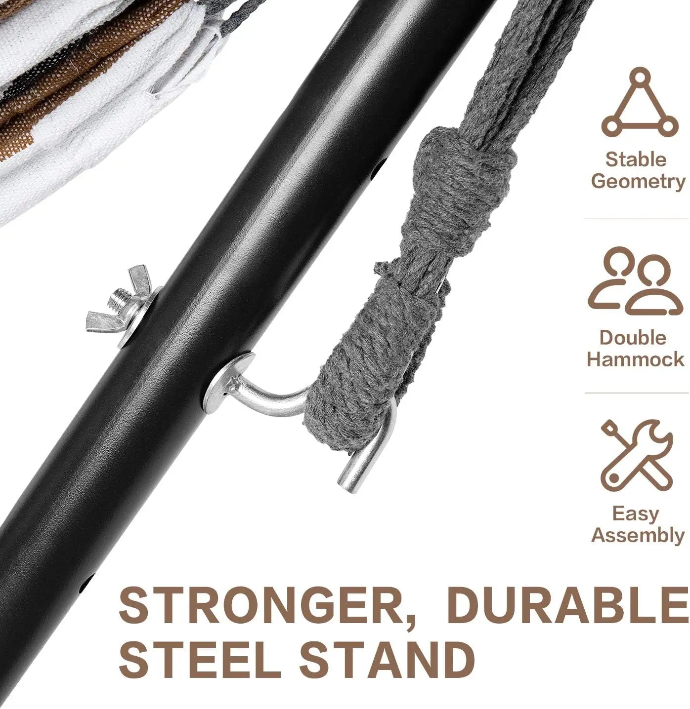 Double Hammocks with Stand for Outside, Portable Space Saving Heavy-Duty Steel Stand for Indoor Outdoor Patio with Carrying Bag