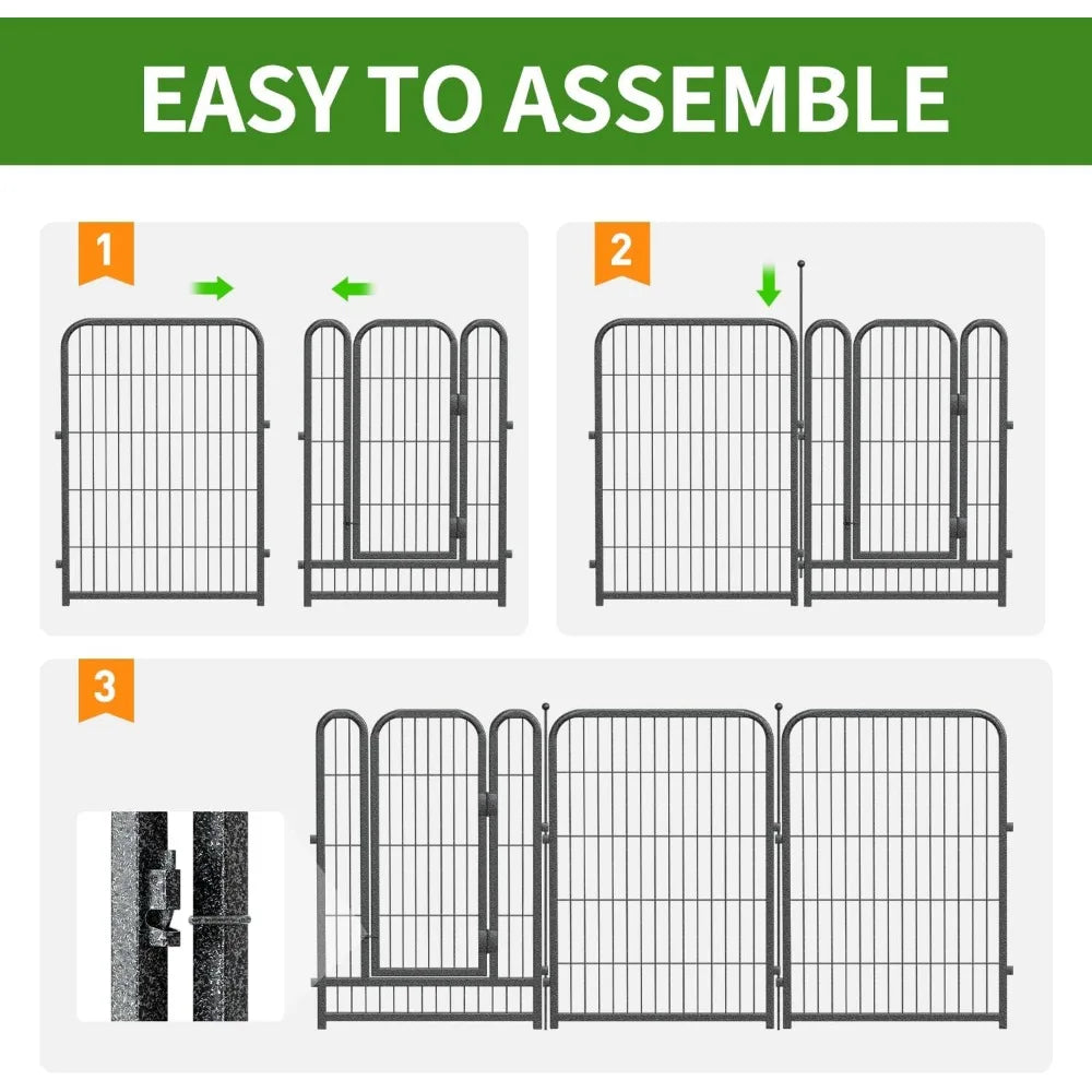 Decorative Garden Metal Fence 36ft (L)×40in (H) with 14 Panels 2 Gate Outdoor, No Dig Rustproof Wire, Animal Barrier Fencing for - Jimmys Supplies