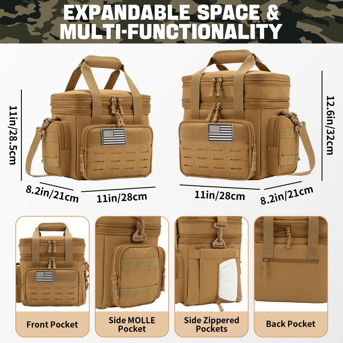 Large Capacity Men's Tactical Lunch Box Lunch Bag Insulated Cooler Bag, Leak-proof Insulated Durable Warm Lunch Box for Office, - Jimmys Supplies