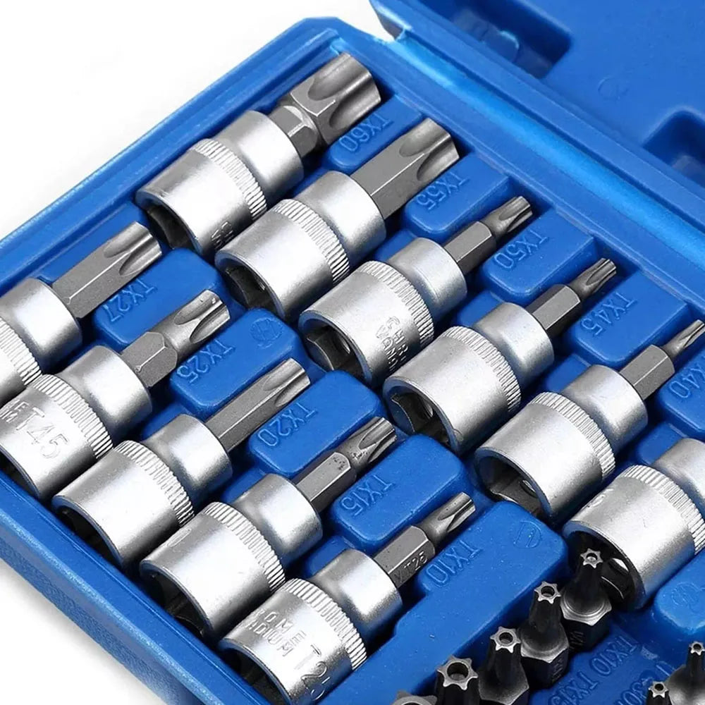 34Pcs Torx Star Sockets & Bit Set Male Female E-Security Bits - Jimmys Supplies