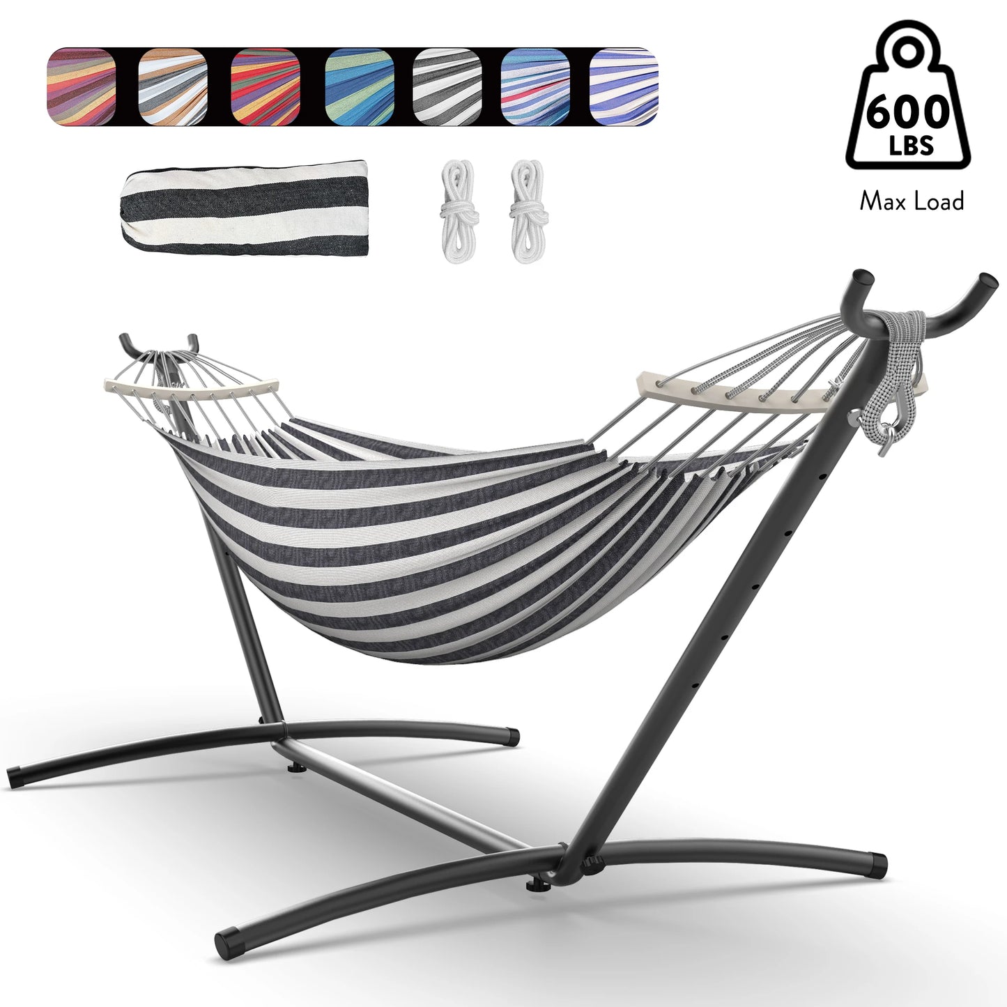 Gyroor Hammock with Adjustable Stand- Stylish Hammock Bed w/Storage Bag, 600lb Capacity - Jimmys Supplies