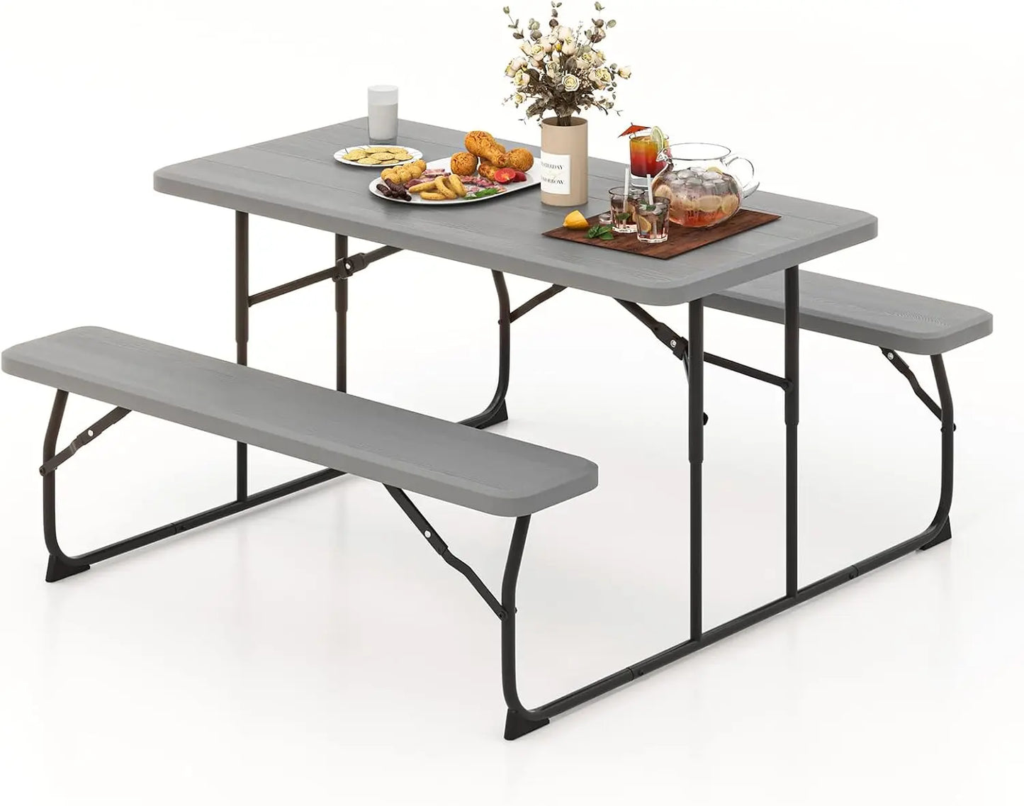 Foldable Picnic Table with Benches, Rectangular Dining Set - Jimmys Supplies