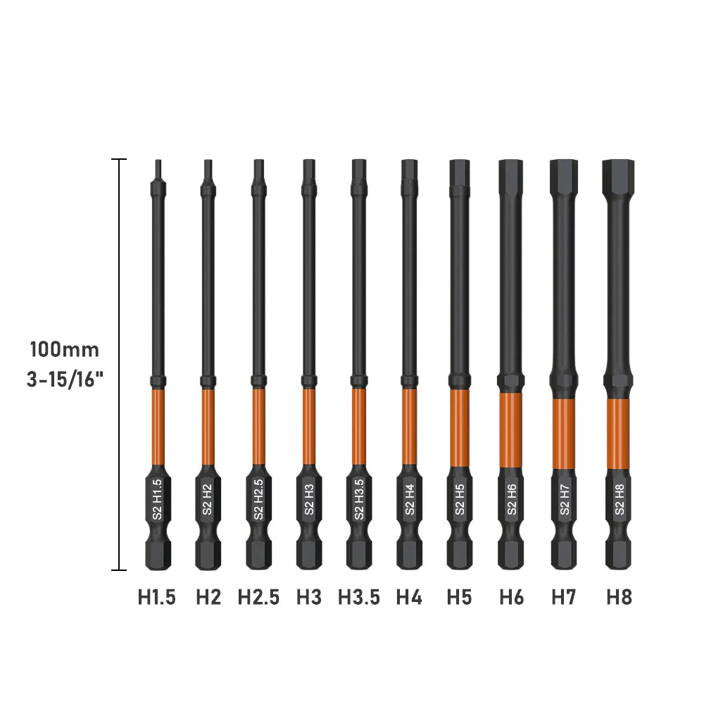 Impact Torx Bit Set-3/6 Inch (T7-T40) & Impact Hex Head Allen Wrench Drill Bit Set-2/4 Inch (H1.5-H8) With CNC Machined Tips,