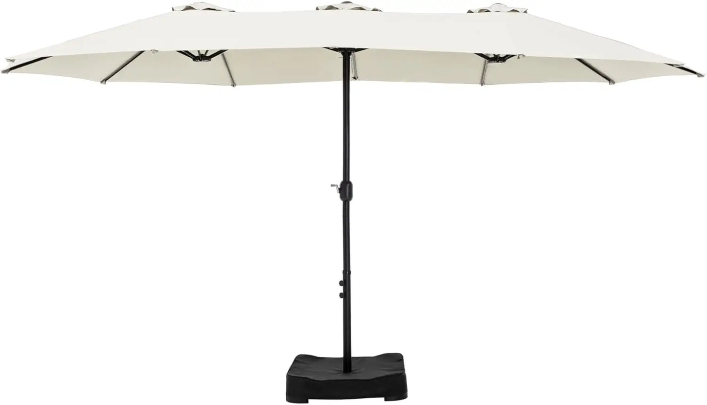 15ft Double Sided Patio Umbrella with Base Included, Outdoor Large Rectangular Market Umbrellas with Crank Handle - Jimmys Supplies