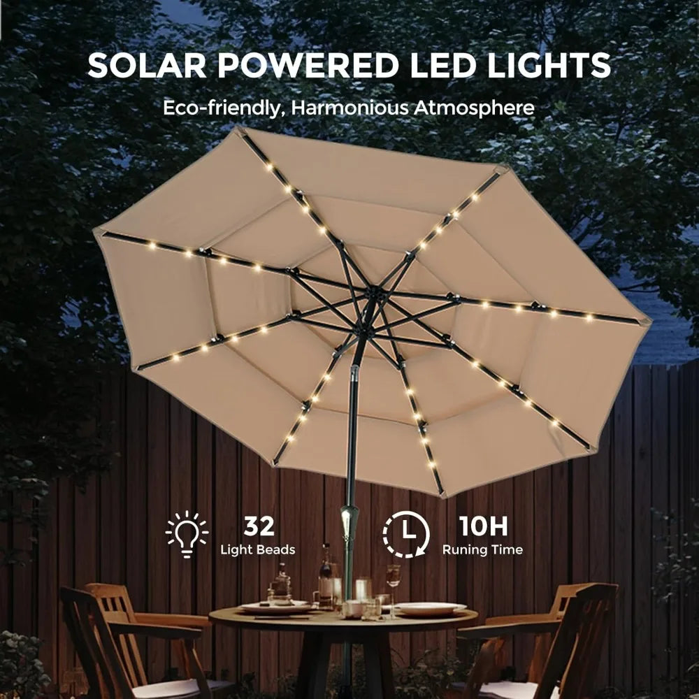 Outdoor Patio Umbrella with 5-Year Fade Resistant,Vented Outdoor Commercial Market Umbrella with UPF50+ UV