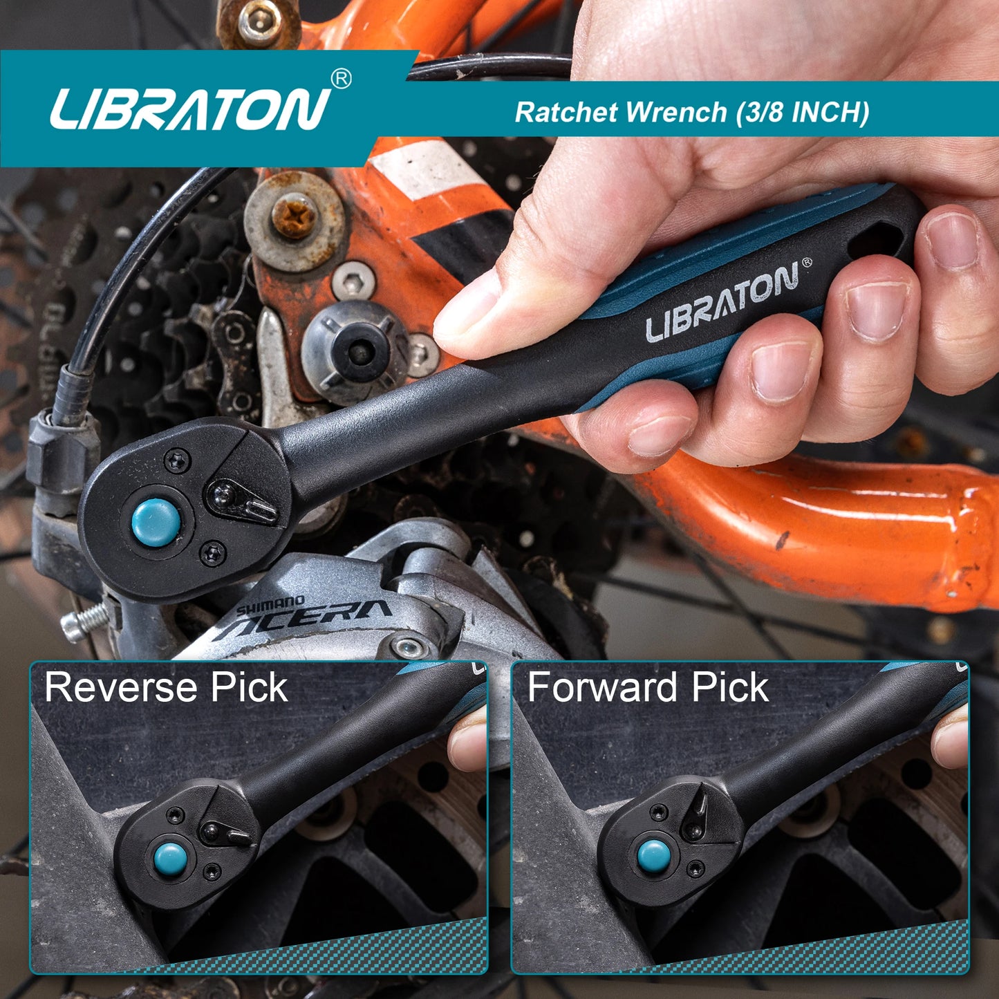 Libraton 3/8 Inch Ratchet Set with Teardrop Head and Comfort Grip Quick Release Reversible Design - Jimmys Supplies