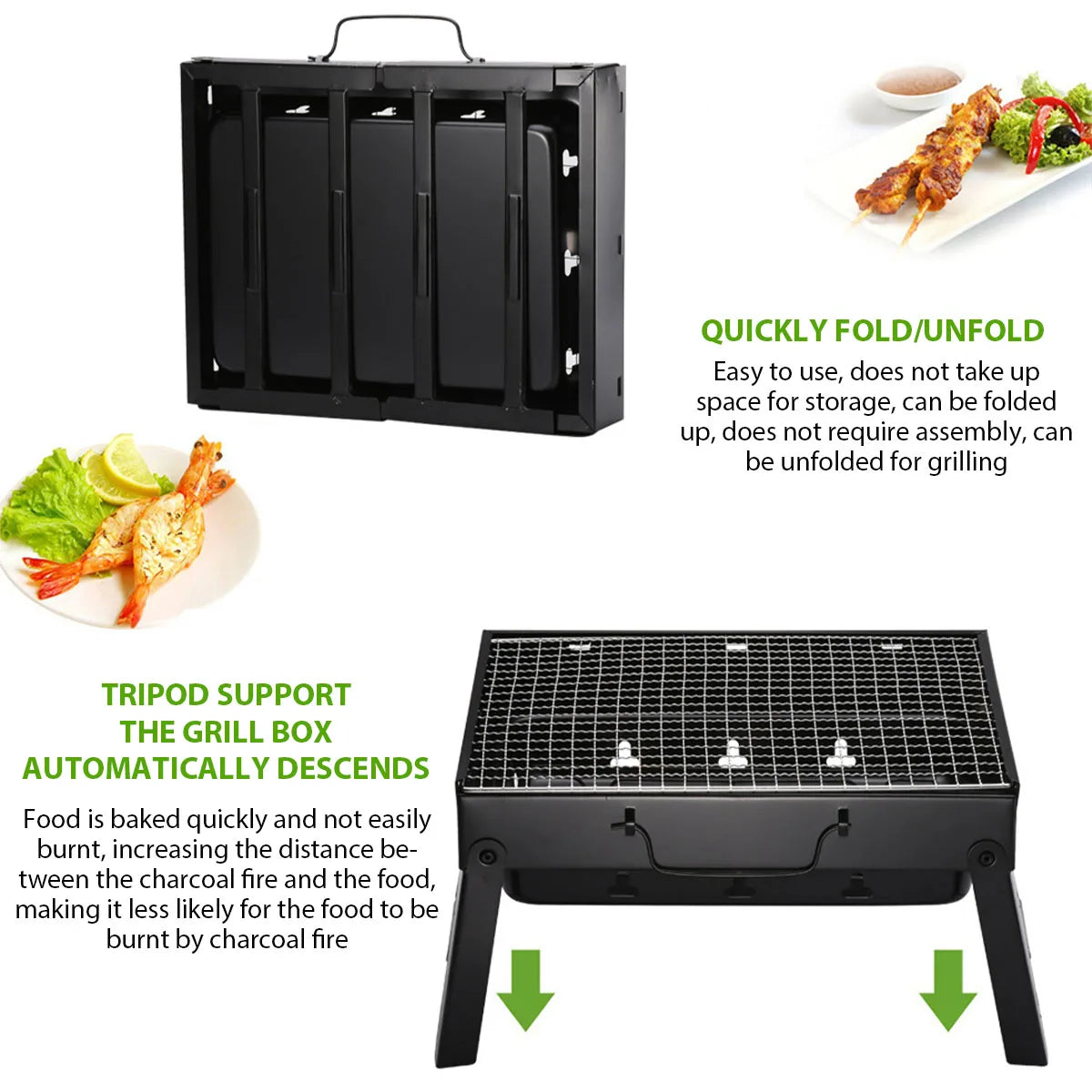 Portable BBQ Charcoal Grill Stainless Steel Small Mini BBQ Tool Kit Outdoor Cooking Camping Picnic Beach Portable BBQ - Jimmys Supplies