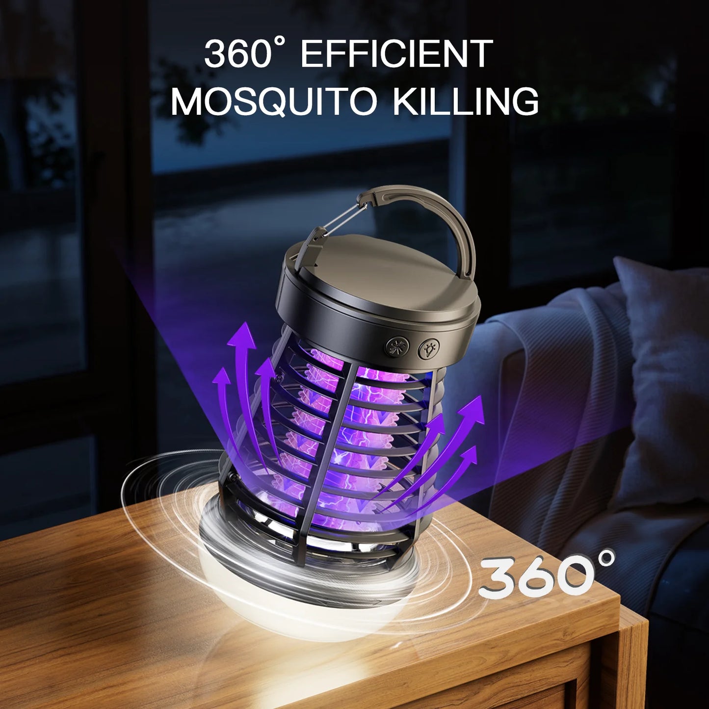 Portable Bug Zapper Rechargeable Wireless Mosquito Killer - 2000mAh Bug Zapper with Light for Outdoor Adventures Garden Yard - Jimmys Supplies