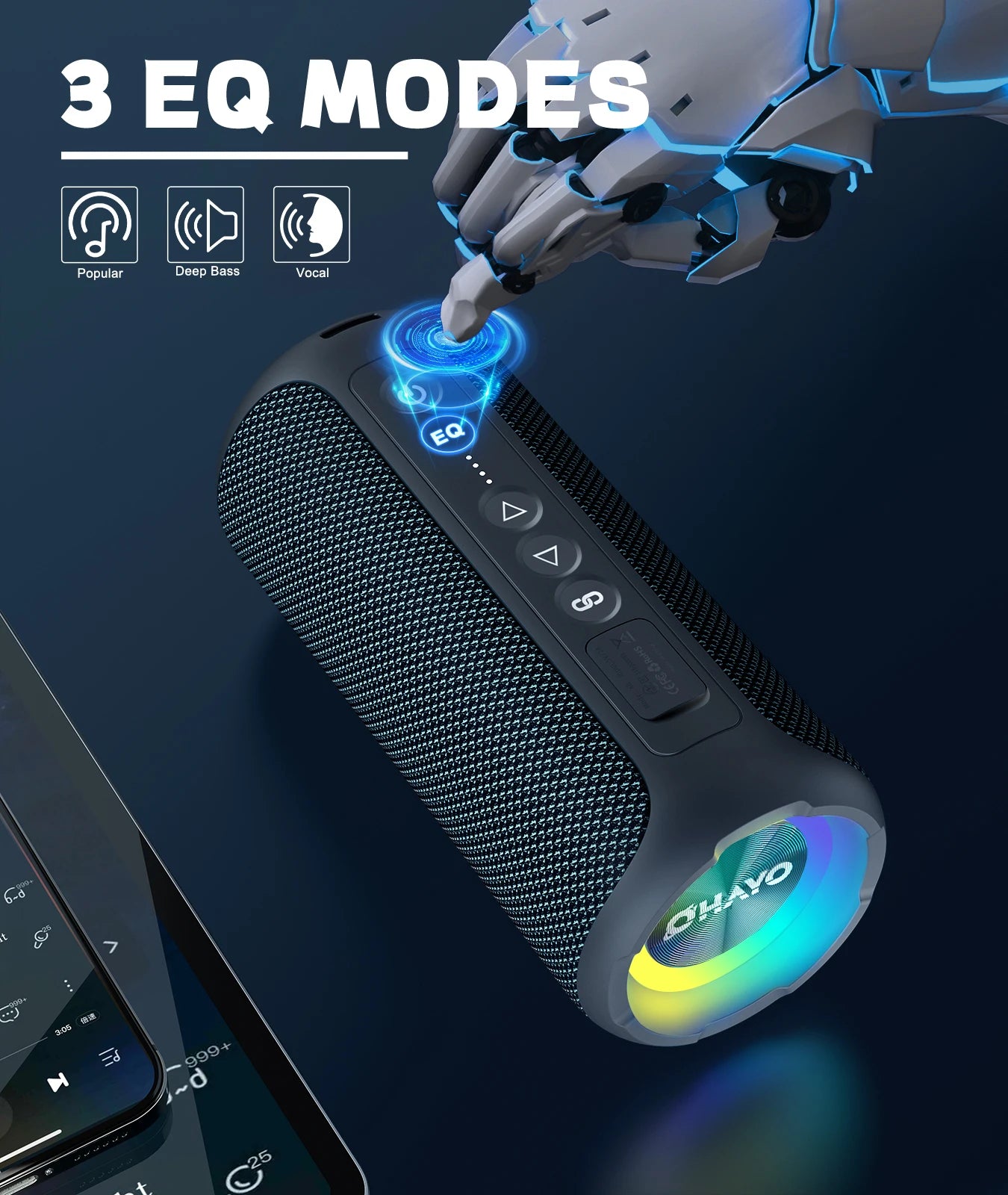 Ortizan Bluetooth Speakers 40W Enhanced Bass Portable Outdoor Wireless Speaker 30Hrs IP7 Waterproof Shower Speaker Bluetooth 5.3 - Jimmys Supplies