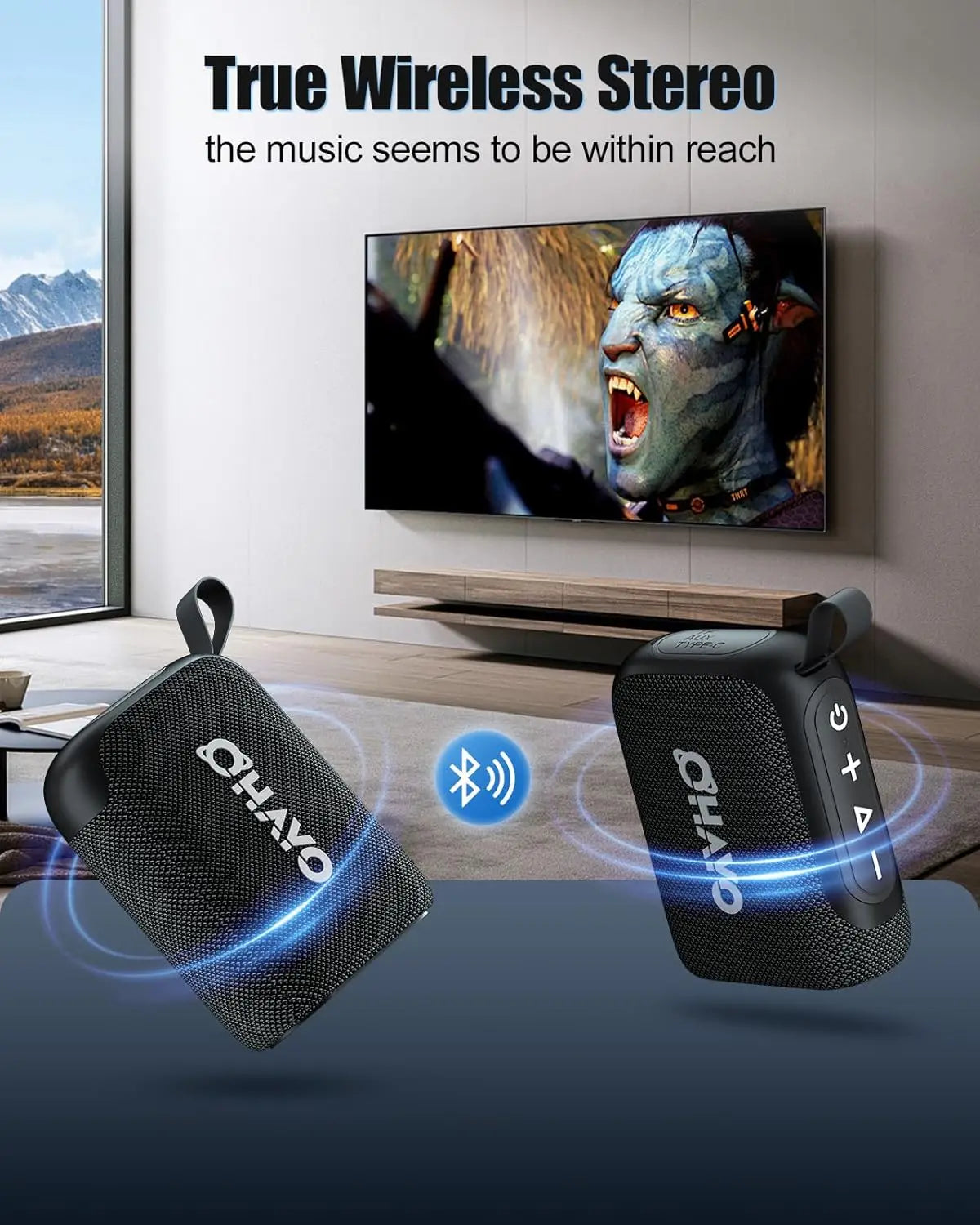 OHAYO Bluetooth Speaker Small Music Box Bluetooth 5.3 with RGB Light, Outdoor Portable Speaker with 24H Battery, IPX7 Waterproof
