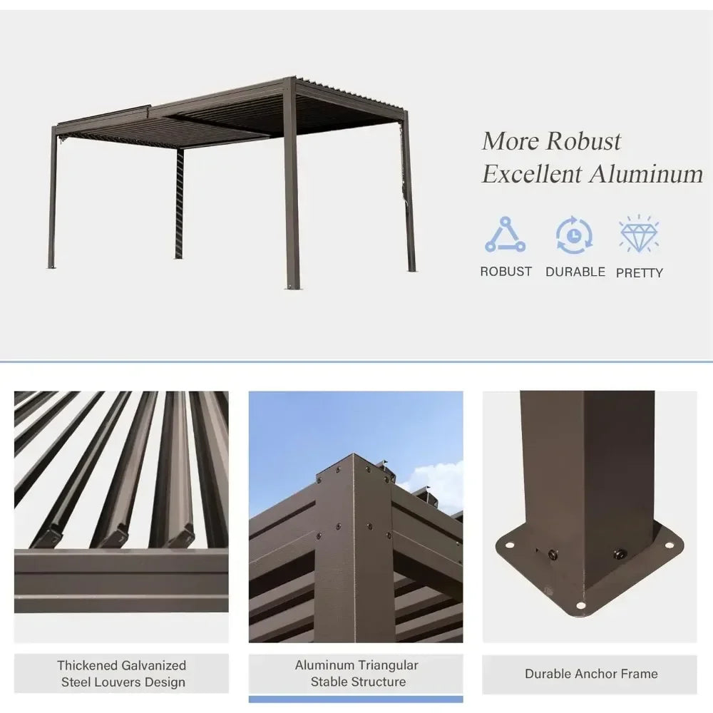 Outdoor Louvered Pergola with Adjustable Steel Roof - Jimmys Supplies