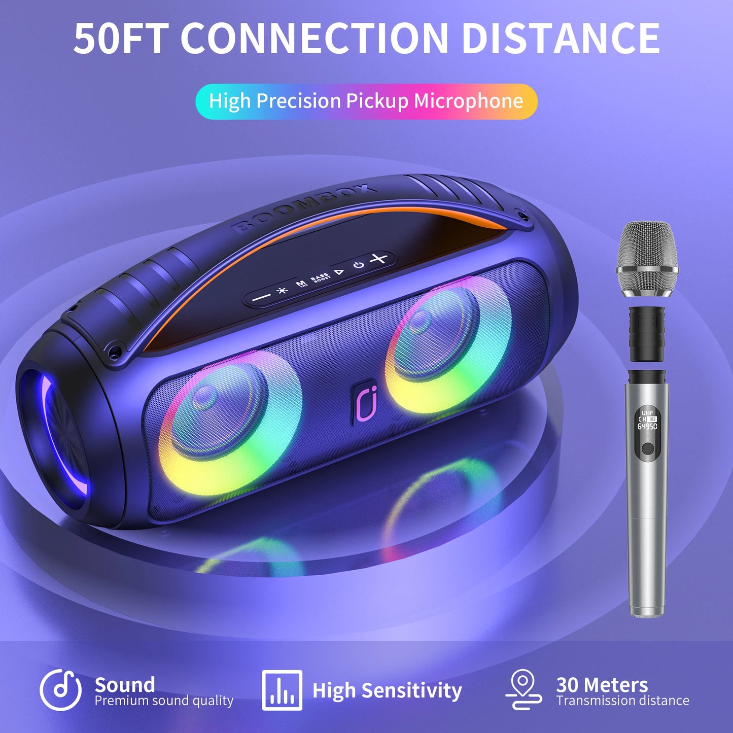 FanFun D16T Portable Bluetooth Speaker Loud Boombox Speaker with Subwoofer Powerful Deep Bass Stereo Sound IP65 Waterproof - Jimmys Supplies