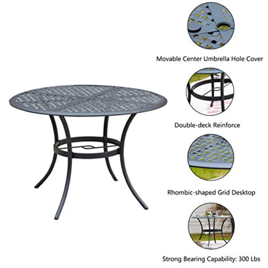 Romayard 42 Inch Outdoor Dining Table Round Patio Bistro Table PowderCoated Steel Frame Top Patio Dining Table Outdoor Furnitur