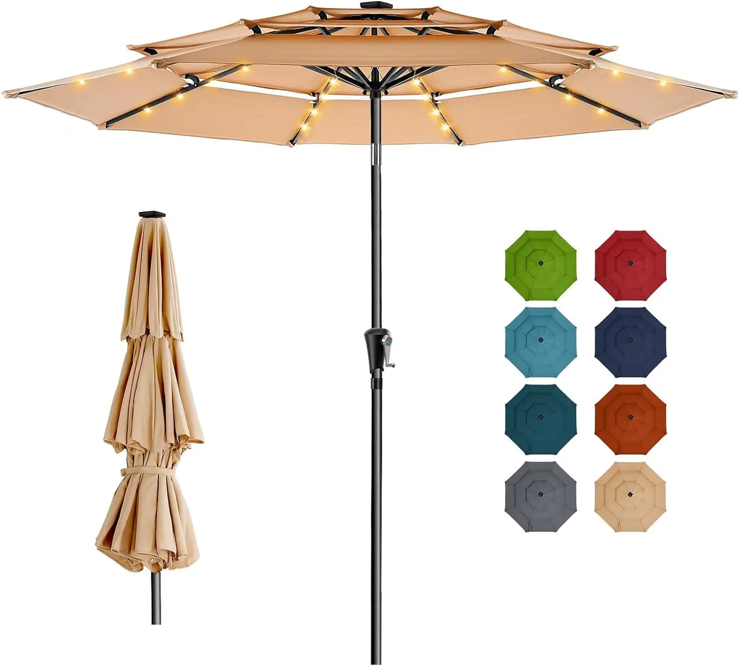 Outdoor Patio Umbrella with 5-Year Fade Resistant,Vented Outdoor Commercial Market Umbrella with UPF50+ UV