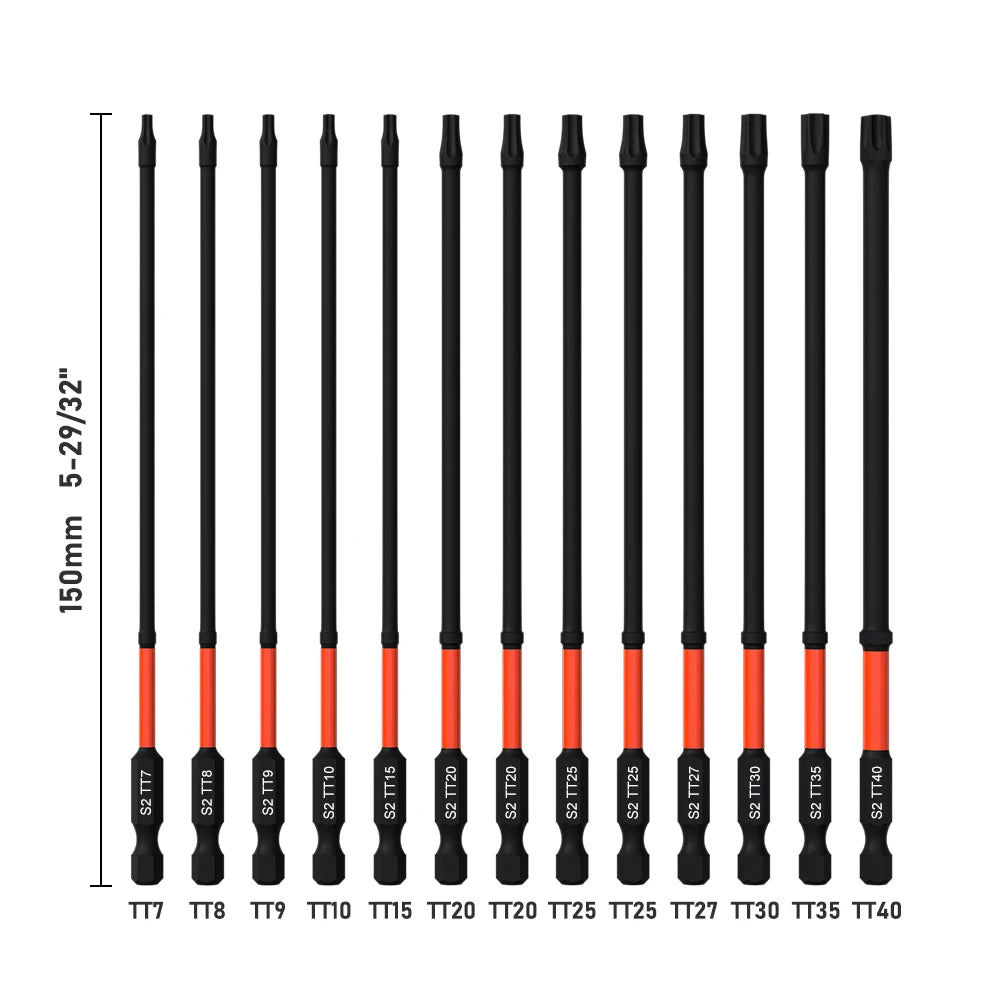 Impact Torx Bit Set-3/6 Inch (T7-T40) & Impact Hex Head Allen Wrench Drill Bit Set-2/4 Inch (H1.5-H8) With CNC Machined Tips,