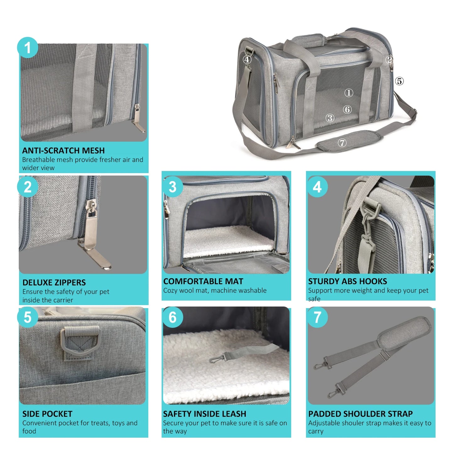 Dog Carrier Bag Soft Side Backpack Cat Pet Carriers Airline Approved - Jimmys Supplies