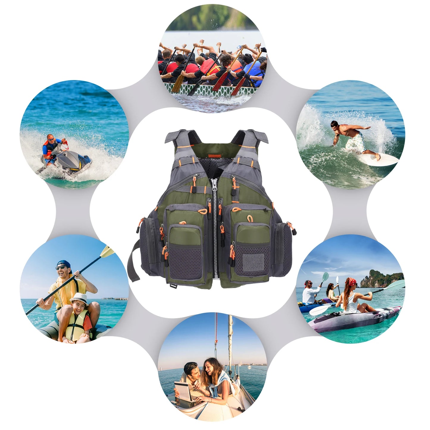 Outdoor Breathable Padded Fishing Life Vest Superior 209lb Bearing Life Safety Jacket Swimming Sailing Waistcoat Utility Vest - Jimmys Supplies
