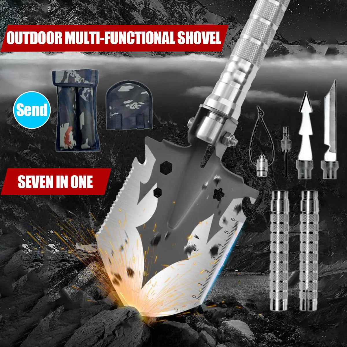 Multi Functional Detachable Foldable Military Electric Shovel Outdoor Survival Equipment Self Defense Tools Camping Accessories - Jimmys Supplies