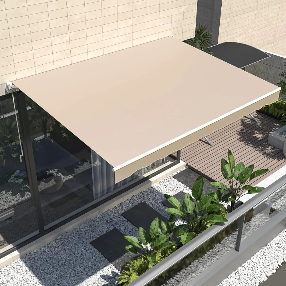 Manual Retractable Awning Sun Shade Patio Awning Cover Outdoor Patio Canopy Sunsetter Deck Awnings with Manual Crank Handle - Jimmys Supplies