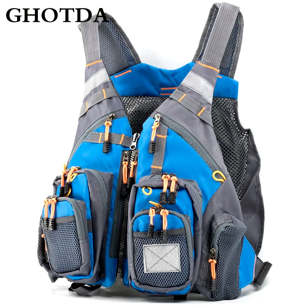 GHOTDA Fly Fishing Vest Polyester Outdoor Swimming Life Backpack for Carp Pesca - Jimmys Supplies
