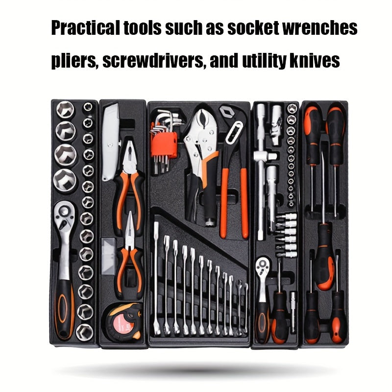 85 Piece Multifunctional Hand Tool Set Portable Automotive Repair Kit Metal Toolbox Socket Wrench Set - Jimmys Supplies