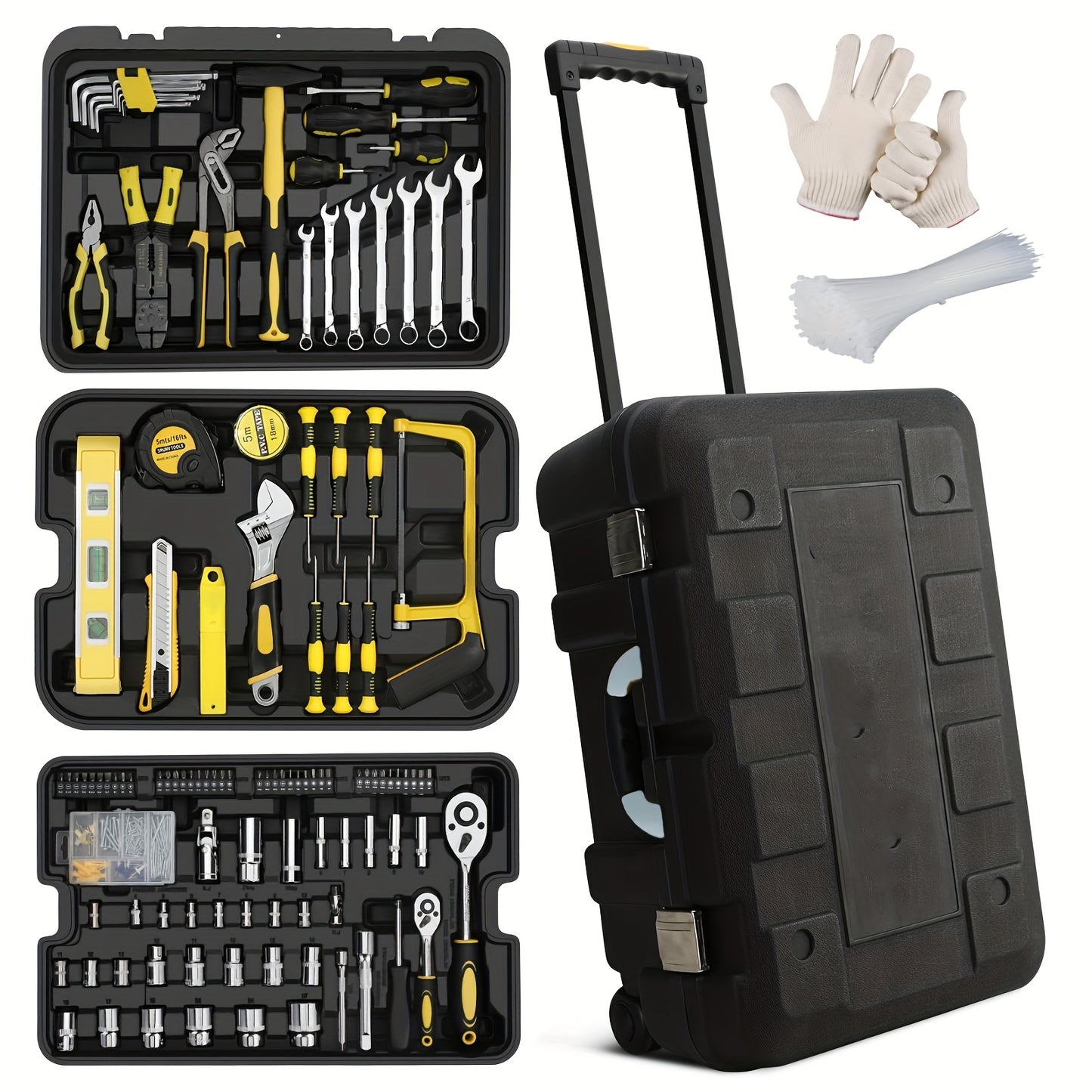 318 Pieces Tool Set With Wheels Hand Tool Set Home Repair Tool Kit 3 Tier Tool Sets For Men And Women Professional Repair And Maintenance Tools - Jimmys Supplies