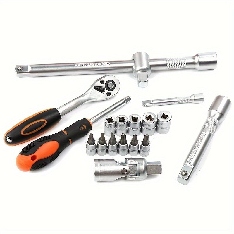 85 Piece Multifunctional Hand Tool Set Portable Automotive Repair Kit Metal Toolbox Socket Wrench Set - Jimmys Supplies