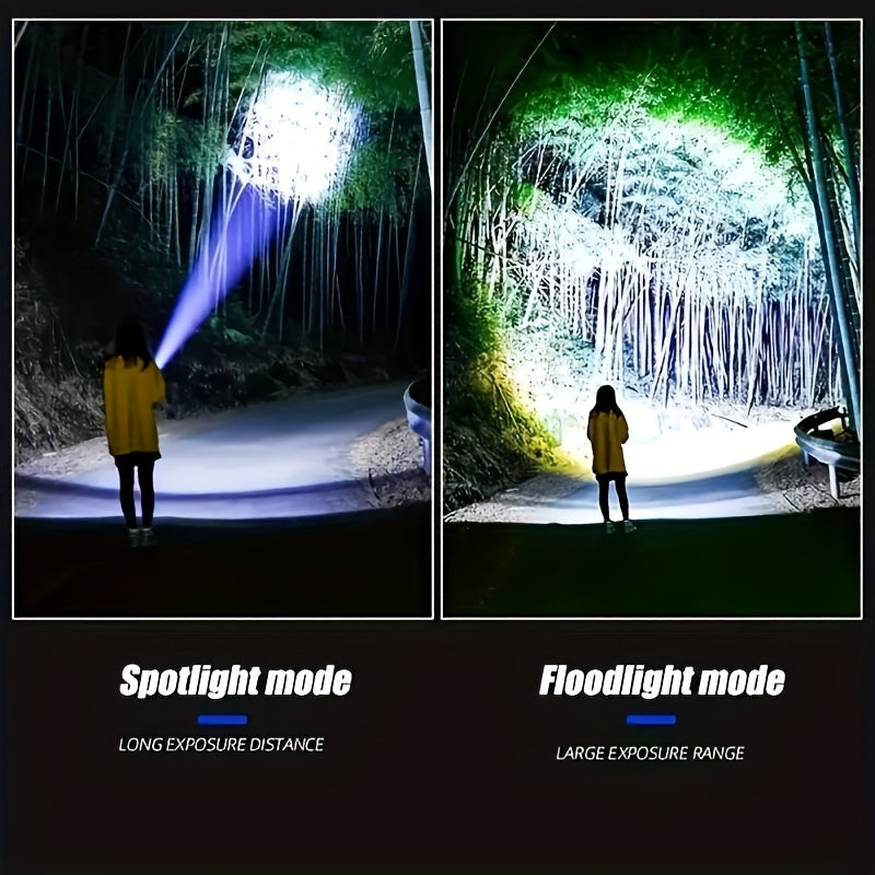 1 Piece Outdoor Super Bright LED Flashlight Rechargeable Home Strong Handheld Flashlight With COB Tail Light Multiple Lighting Modes Suitable For Camping Maintenance Fishing Emergency Situations Outdoor Activity Lighting - Jimmys Supplies