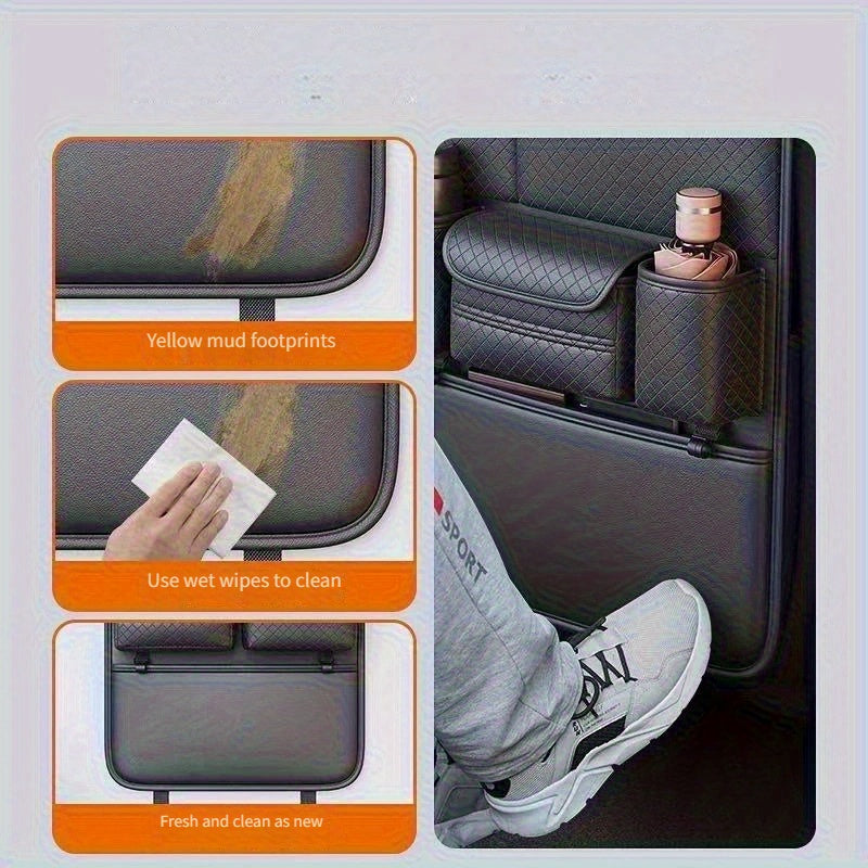 Car Seat Back Organizer Faux Leather Multi Compartment Storage Bag for Water Bottles Tablets Laptops and Accessories Black - Jimmys Supplies