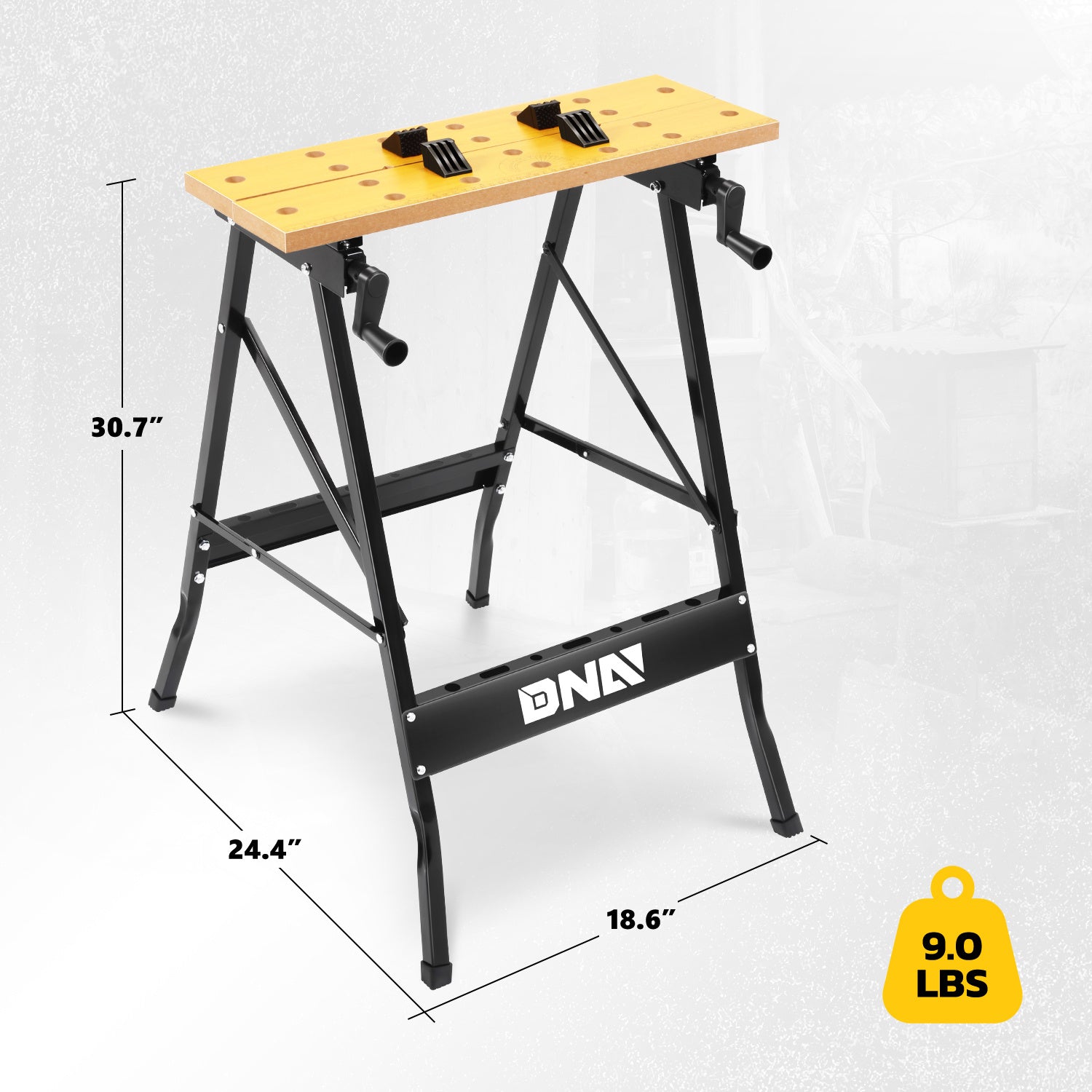 DNA Motoring Adjustable Portable Workbench - Foldable Multi-Purpose Design with Measuring Ruler and Protractor for Garage Home DIY and Carpentry - Jimmys Supplies