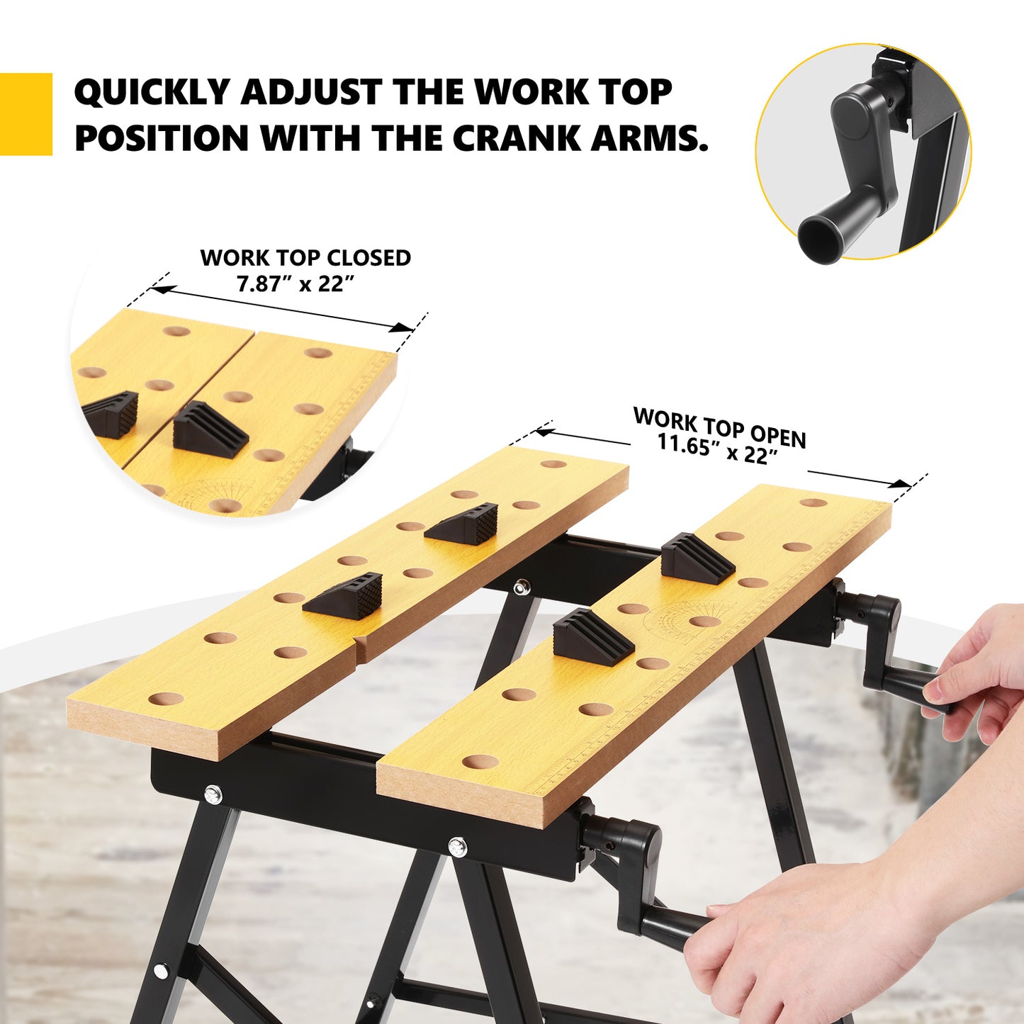 DNA Motoring Adjustable Portable Workbench - Foldable Multi-Purpose Design with Measuring Ruler and Protractor for Garage Home DIY and Carpentry - Jimmys Supplies