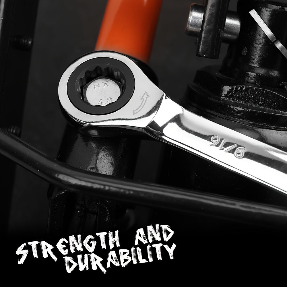 Horusdy 24 Piece Ratcheting Wrench Set Metric And SAE Ratchet Combination Wrenches Set with Organizer 72 Teeth Chrome Vanadium Steel 6 to 18 Millimeter and 1/4 to 3/4 Inch - Jimmys Supplies
