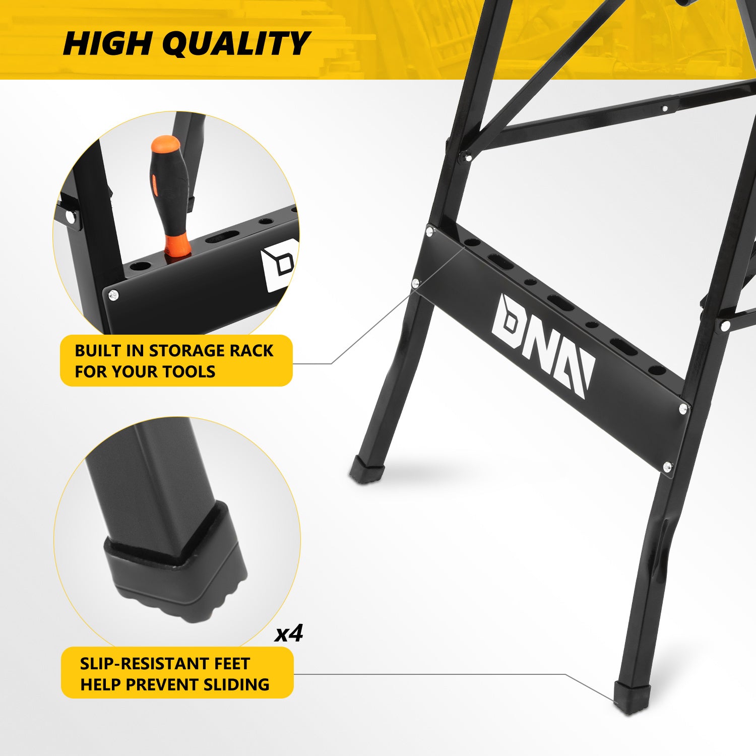DNA MOTORING Adjustable Portable Foldable Workbench with Measuring Ruler and Protractor for Garage Home DIY and Carpentry - Jimmys Supplies