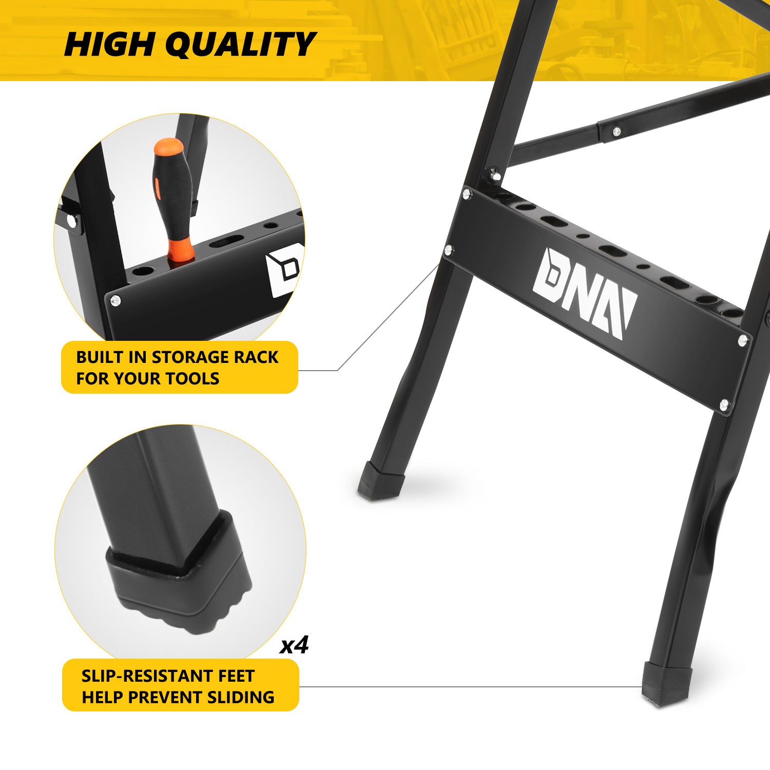 DNA MOTORING Adjustable Portable Foldable Workbench with Measuring Ruler and Protractor for Garage Home DIY and Carpentry - Jimmys Supplies