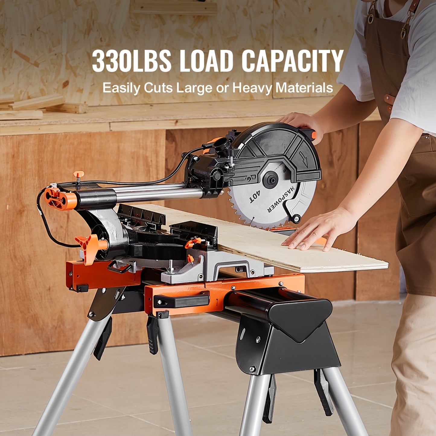 Happybuy Heavy Duty Collapsible Miter Saw Stand with 300 330 550lbs Capacity One Piece Brackets Clamps 36 78 89 Inch Compact and Foldable for Easy Storage - Jimmys Supplies