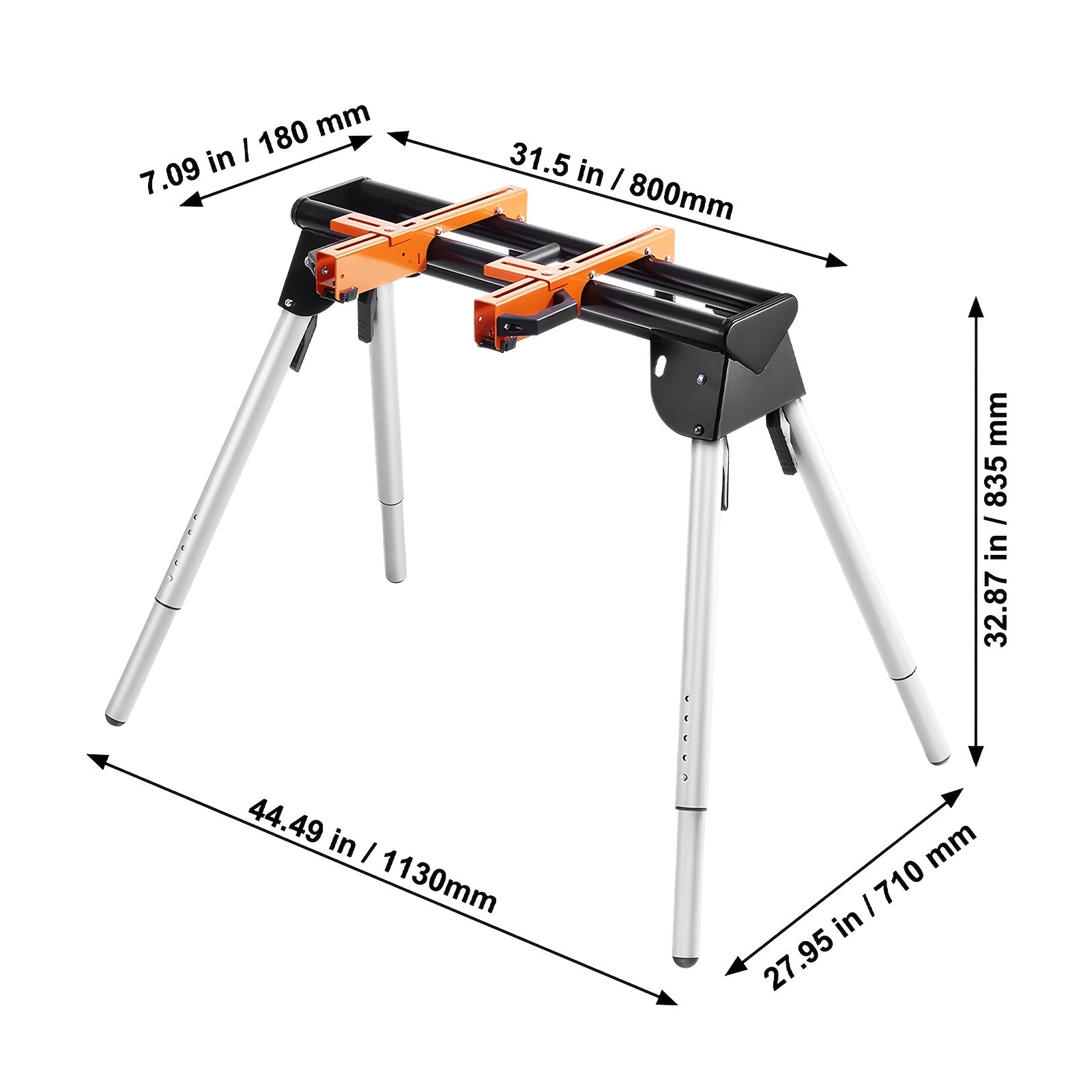 Happybuy Heavy Duty Collapsible Miter Saw Stand with 300 330 550lbs Capacity One Piece Brackets Clamps 36 78 89 Inch Compact and Foldable for Easy Storage - Jimmys Supplies
