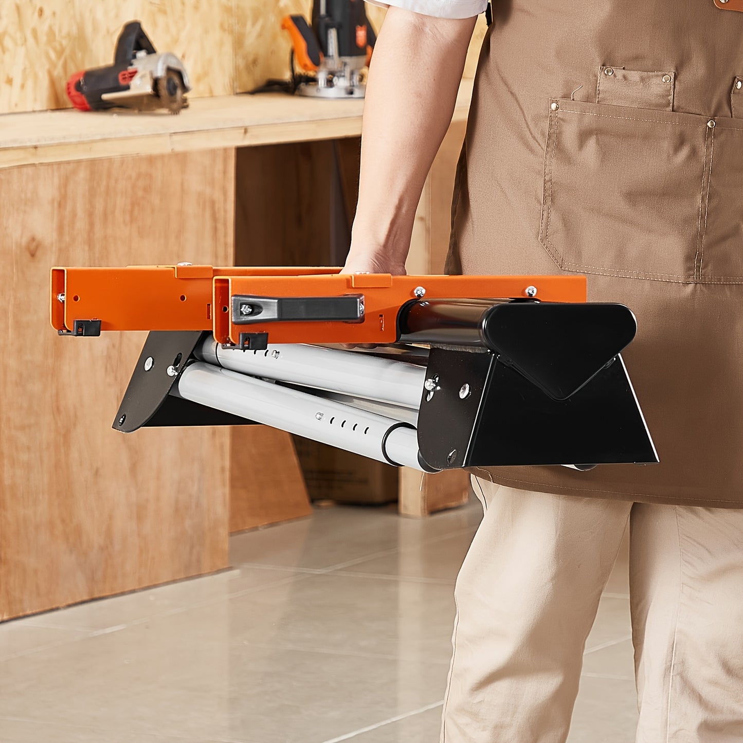 Happybuy Heavy Duty Collapsible Miter Saw Stand with 300 330 550lbs Capacity One Piece Brackets Clamps 36 78 89 Inch Compact and Foldable for Easy Storage - Jimmys Supplies