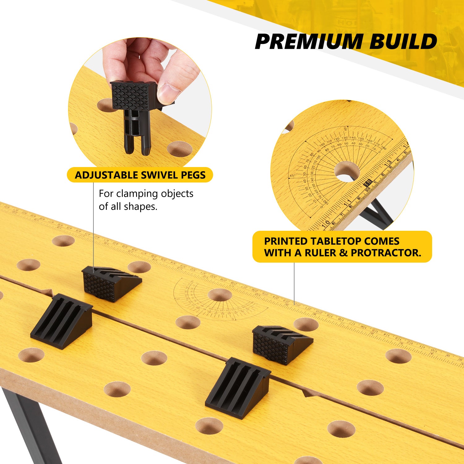 DNA Motoring Adjustable Portable Workbench - Foldable Multi-Purpose Design with Measuring Ruler and Protractor for Garage Home DIY and Carpentry - Jimmys Supplies