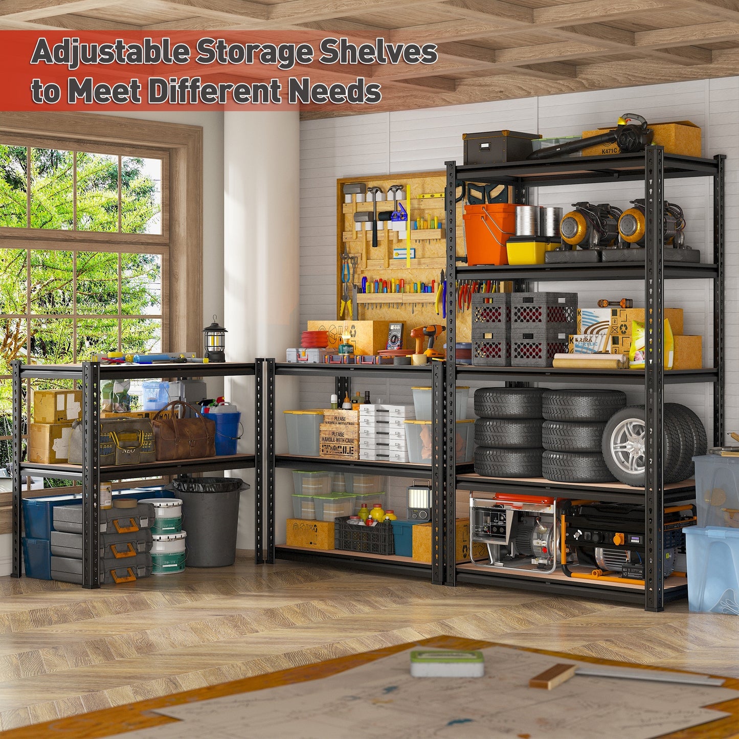 Heavy Duty 5 Tier 2000 Pounds Metal Shelving Unit Adjustable Garage Storage Rack 72 Inches High 35.5 Inches Wide 15.8 Inches Deep Utility Shelf For Basement Pantry Closet - Jimmys Supplies