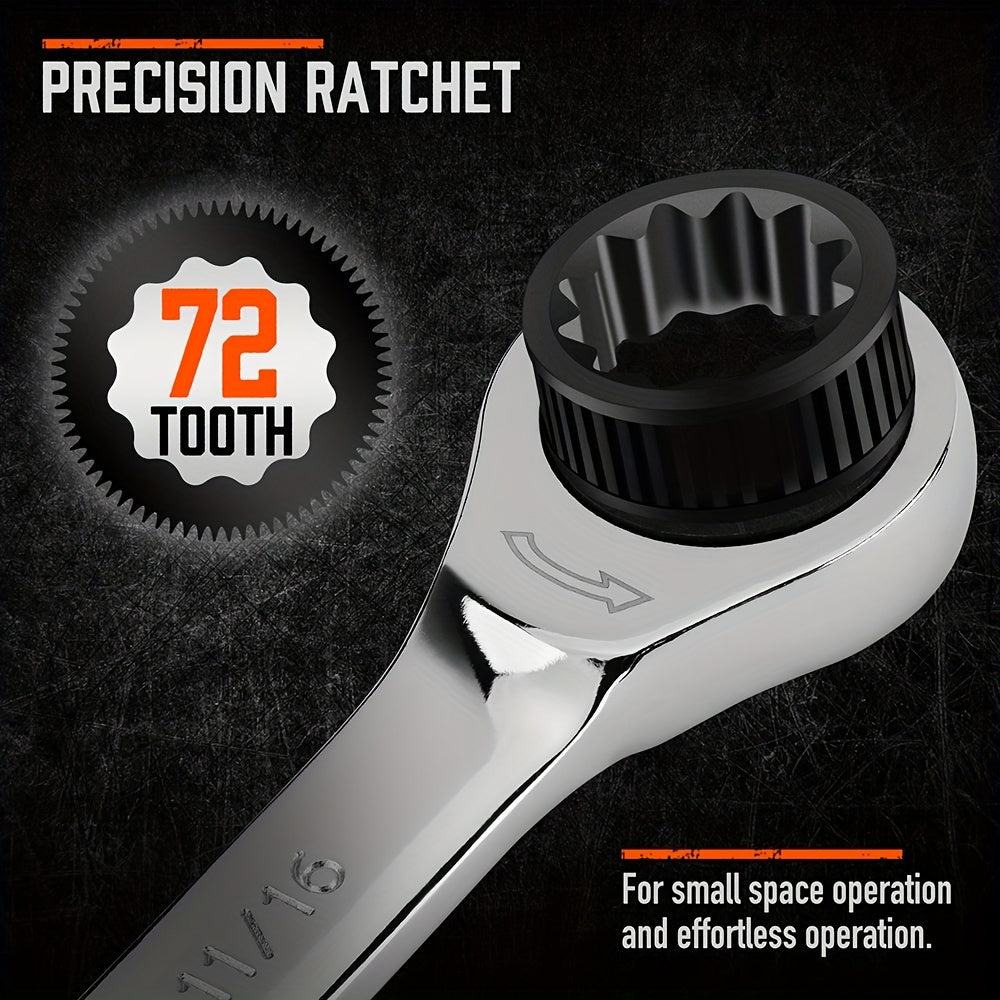 Horusdy 24 Piece Ratcheting Wrench Set Metric And SAE Ratchet Combination Wrenches Set with Organizer 72 Teeth Chrome Vanadium Steel 6 to 18 Millimeter and 1/4 to 3/4 Inch - Jimmys Supplies