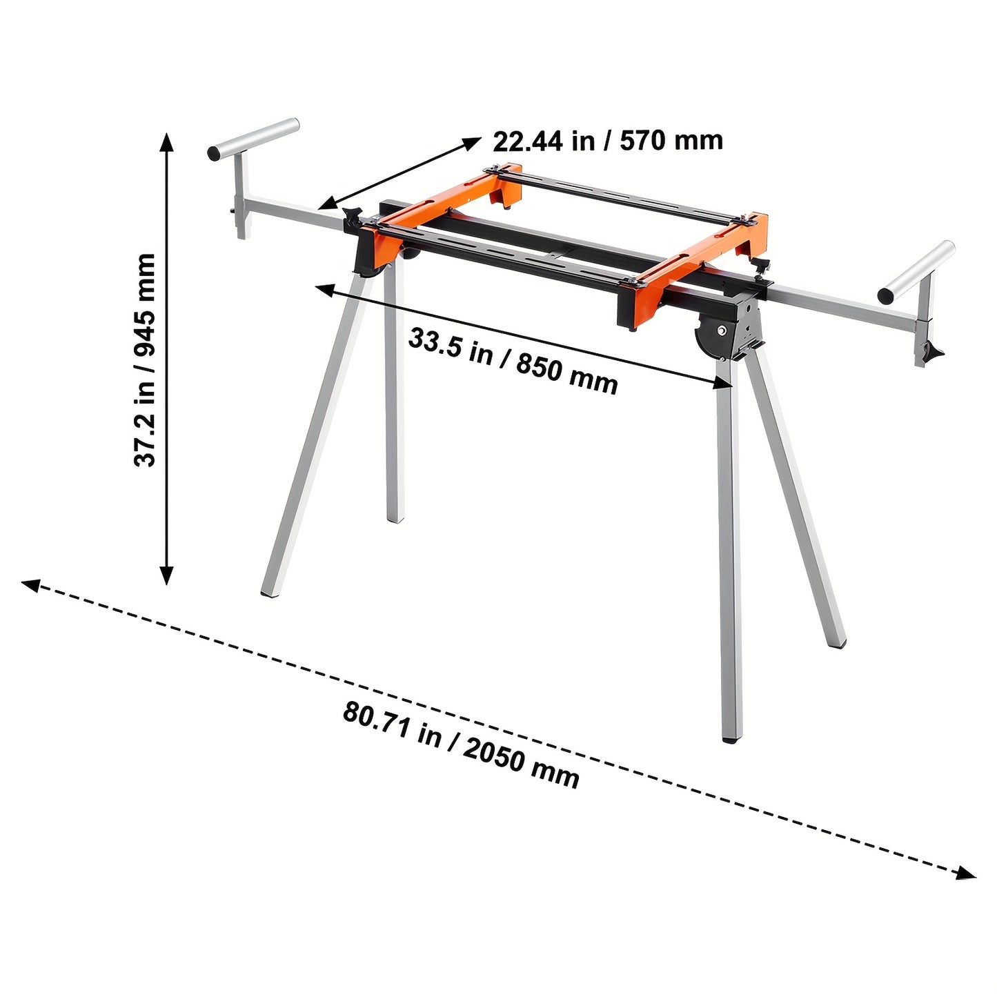Happybuy Heavy Duty Collapsible Miter Saw Stand with 300 330 550lbs Capacity One Piece Brackets Clamps 36 78 89 Inch Compact and Foldable for Easy Storage - Jimmys Supplies