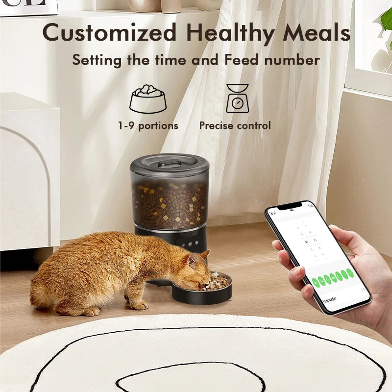 NPET 4L Automatic smart pet feeder for cats dogs multiple pets with stainless steel bowl Customize healthy food 1-9 portions - Jimmys Supplies
