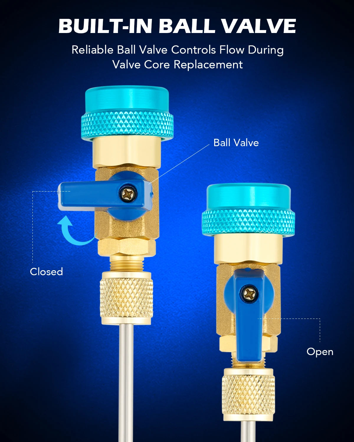 OMT Tech 8-Piece AC Gauge Hose Conversion Adapters & AC Valve Core Tool for Standard JRA and Schrader Valve Bundle