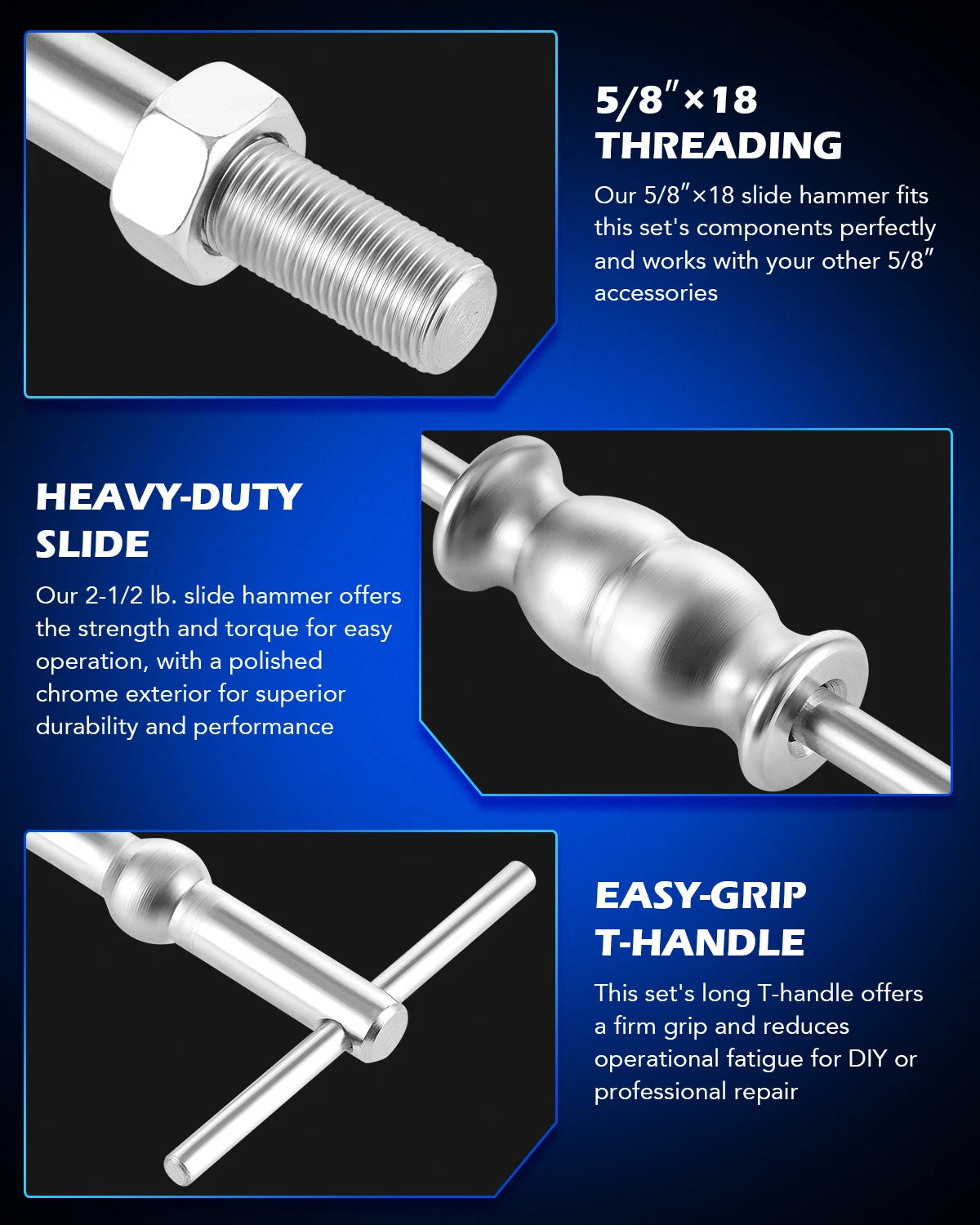 OMT 8pc Rear Axle Seal Bearing Puller Set Slide Hammer Kit - Jimmys Supplies