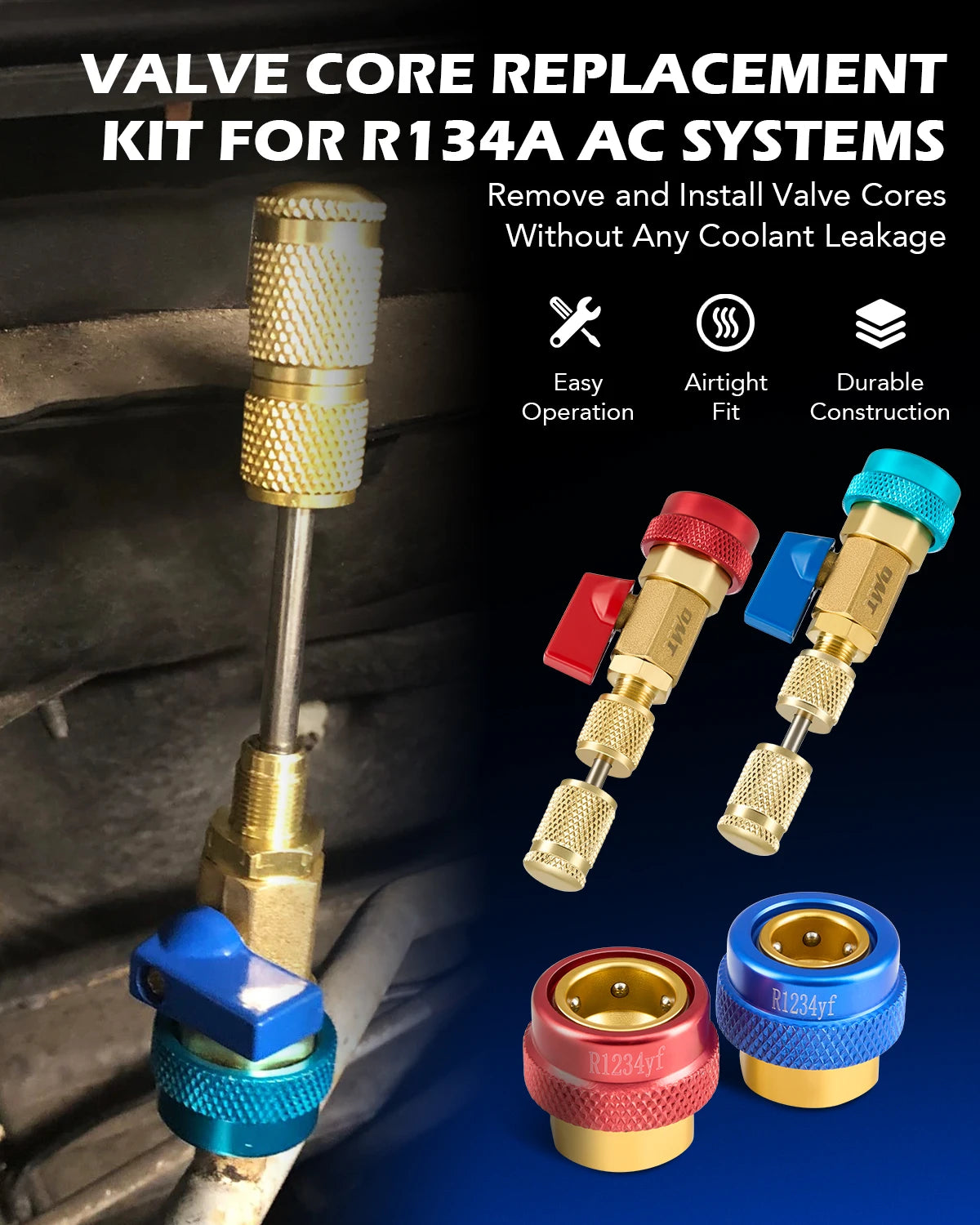 8-Piece AC Gauge Hose Conversion Adapters & AC Valve Core Tool - Jimmys Supplies