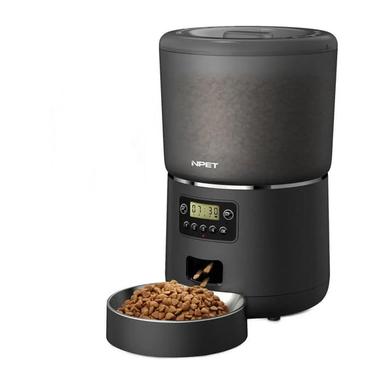 NPET 4L Automatic smart pet feeder for cats dogs multiple pets with stainless steel bowl Customize healthy food 1-9 portions - Jimmys Supplies