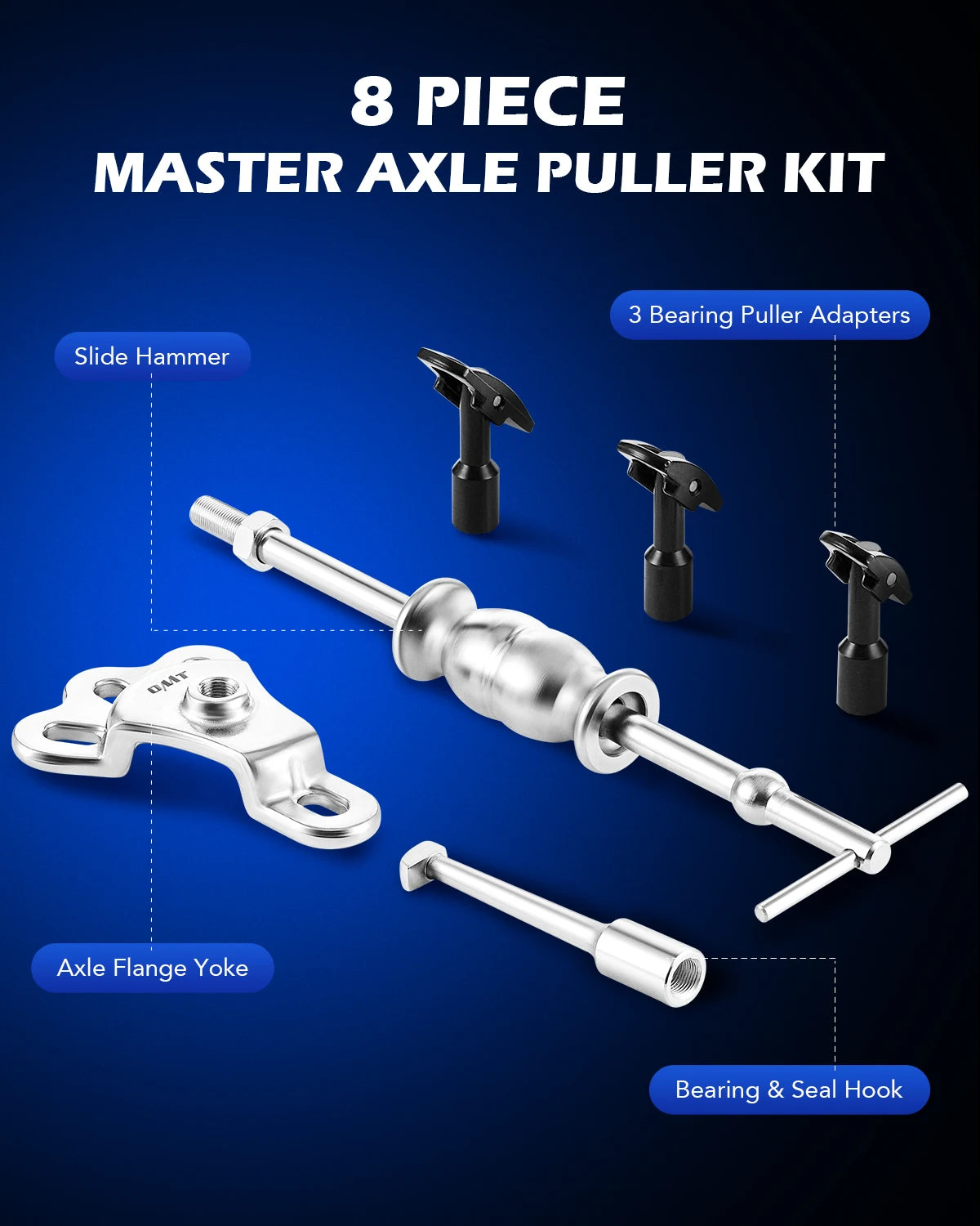 OMT 8pc Rear Axle Seal Bearing Puller Set Slide Hammer Kit - Jimmys Supplies