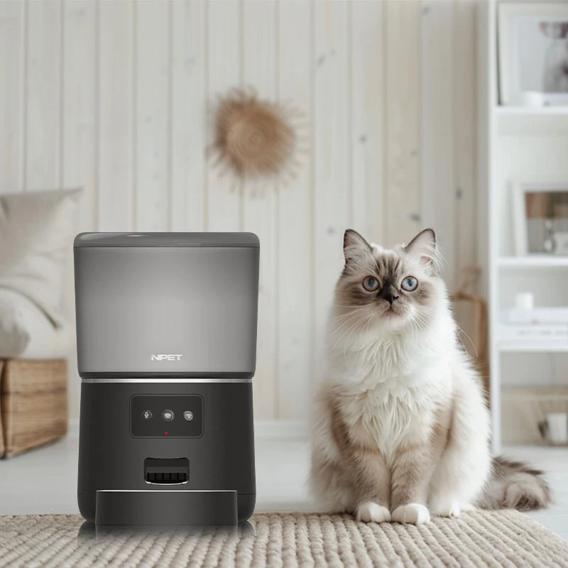 NPET 4L Automatic smart pet feeder for cats dogs multiple pets with stainless steel bowl Customize healthy food 1-9 portions - Jimmys Supplies